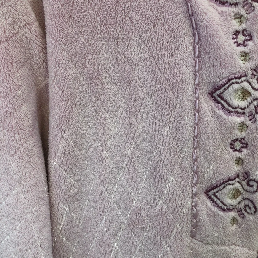 Oscar De La Renta Pink Fleece Night Robe size Large - Picture 7 of 10